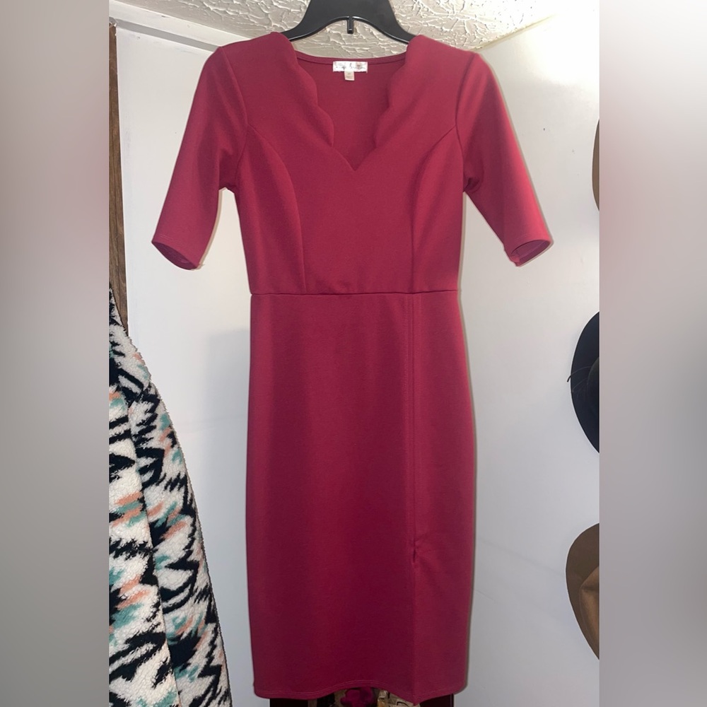 Raspberry Red/Pink fitted XS dress for cocktail party or work